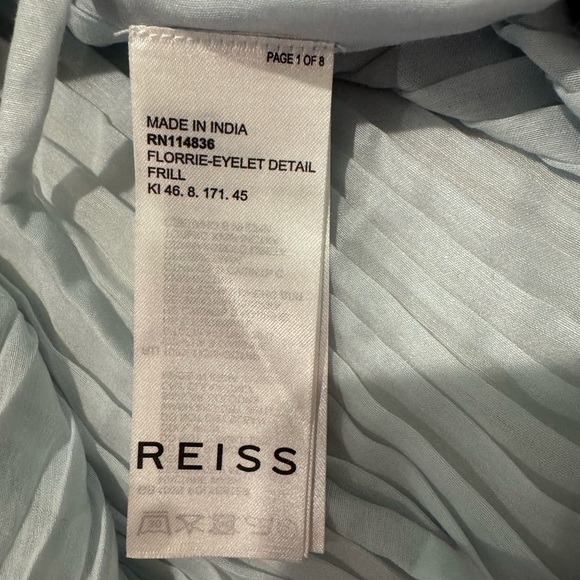 REISS Florrie Eyelet Detailed Sleeveless Blouse ruffled high low pleated tie - Picture 9 of 10